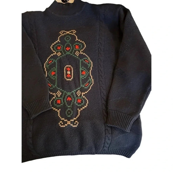 Liz Claiborne Sweaters - Vintage Liz Claiborne Black Merino Wool Long Sleeve Mock Neck Sweater Size M